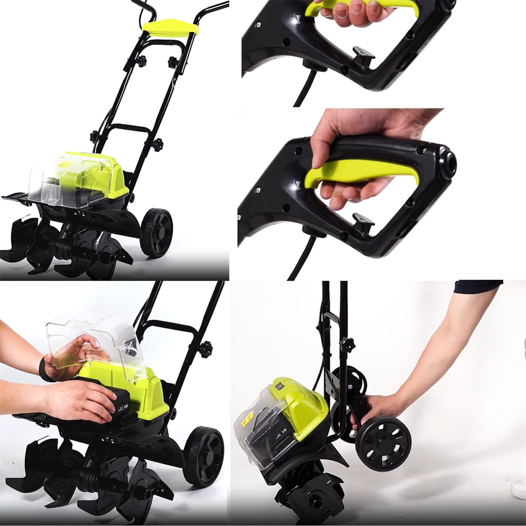 Motocultor Inalámbrico De 40 V, Motocultor Eléctrico De 180 Rpm Con Baterías De 4 Ah Y Cargador, Ideal Para Jardinería, Corte, Cuidado Y Compostaje.