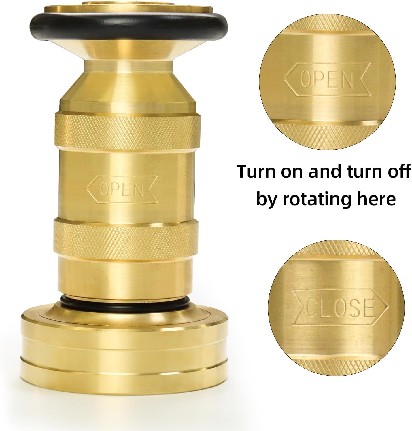 Fire Hose Nozzle 2" NPSH/NPT Brass Fire Equipment Spray Jet Fog,100 psi 75 gpm Heavy Duty Industrial Fog Nozzle