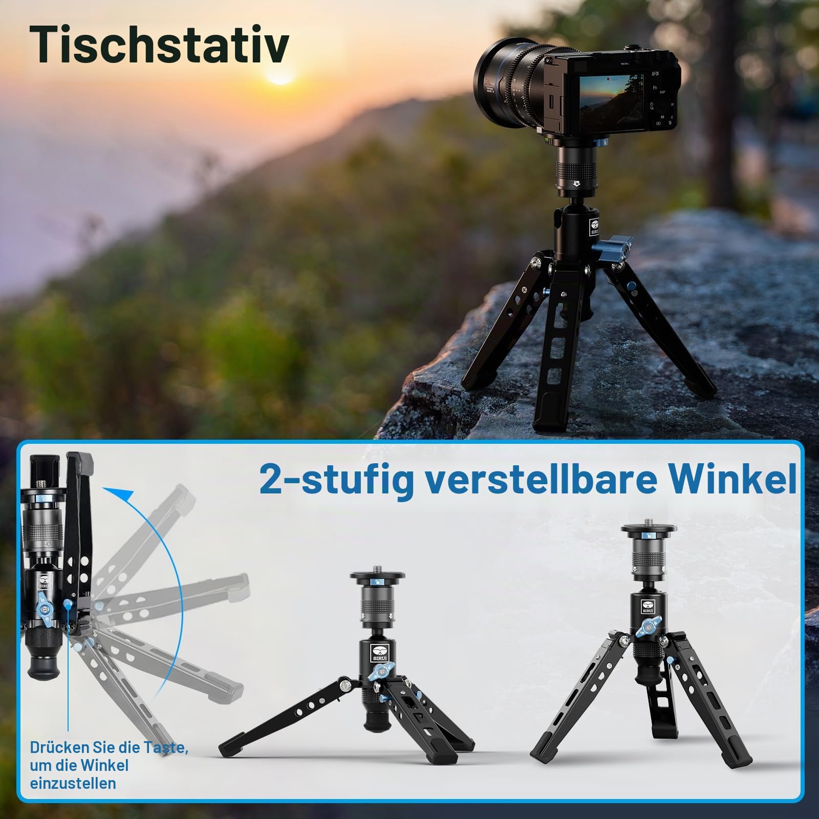 SIRUI SVM-145 Carbon Fiber Monopod mit Rapid System | 3-in-1 Modulares Einbeinstativ, 145cm, 10kg Traglast | Schnellverstellung & Schnellwechsel für DSLR & Video