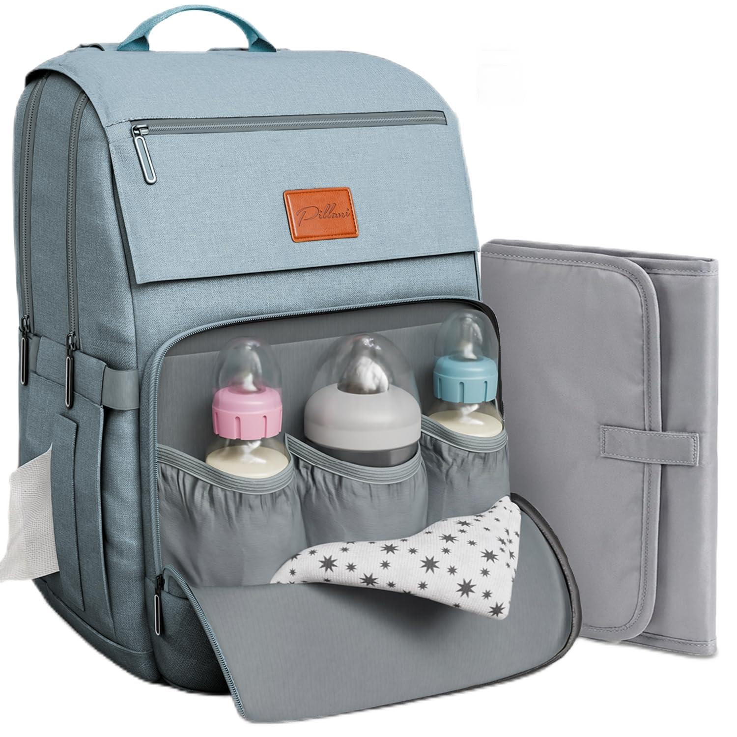 PILLANI Baby Diaper Bag Backpack - Large Bag for Boys & Girls - Diaper Backpack - Travel Diaper Bags w/Changing Pad, Baby Registry Search & Shower Gifts - Essentials Must Haves Newborn Stuff for Mom