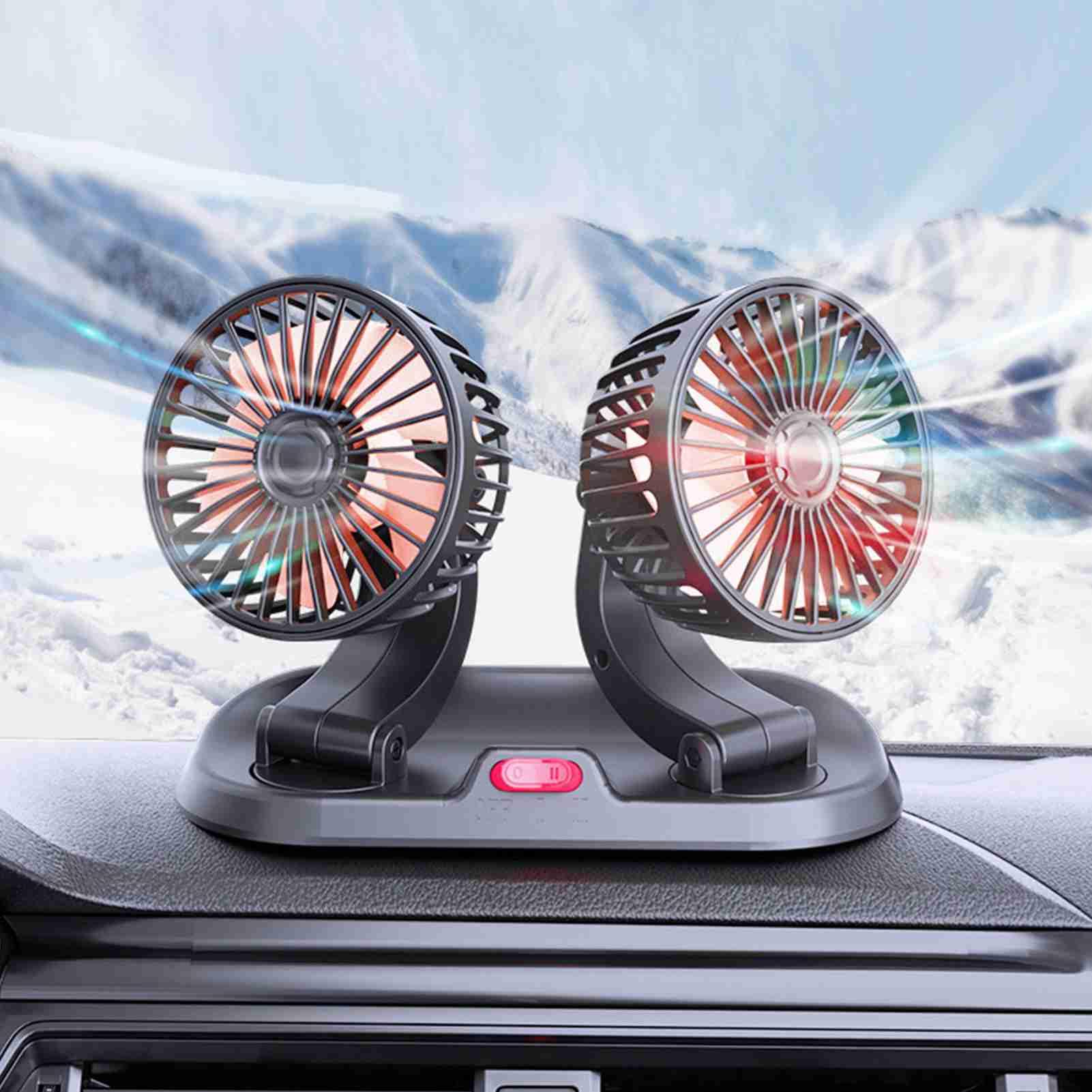 Ventilateur Voiture Ventilateur de Refroidissement de Voiture Double TêTe Connecteur Allume-Cigare RéGlable Circulateur d'air Multifonction pour VéHicules (Type 24V)