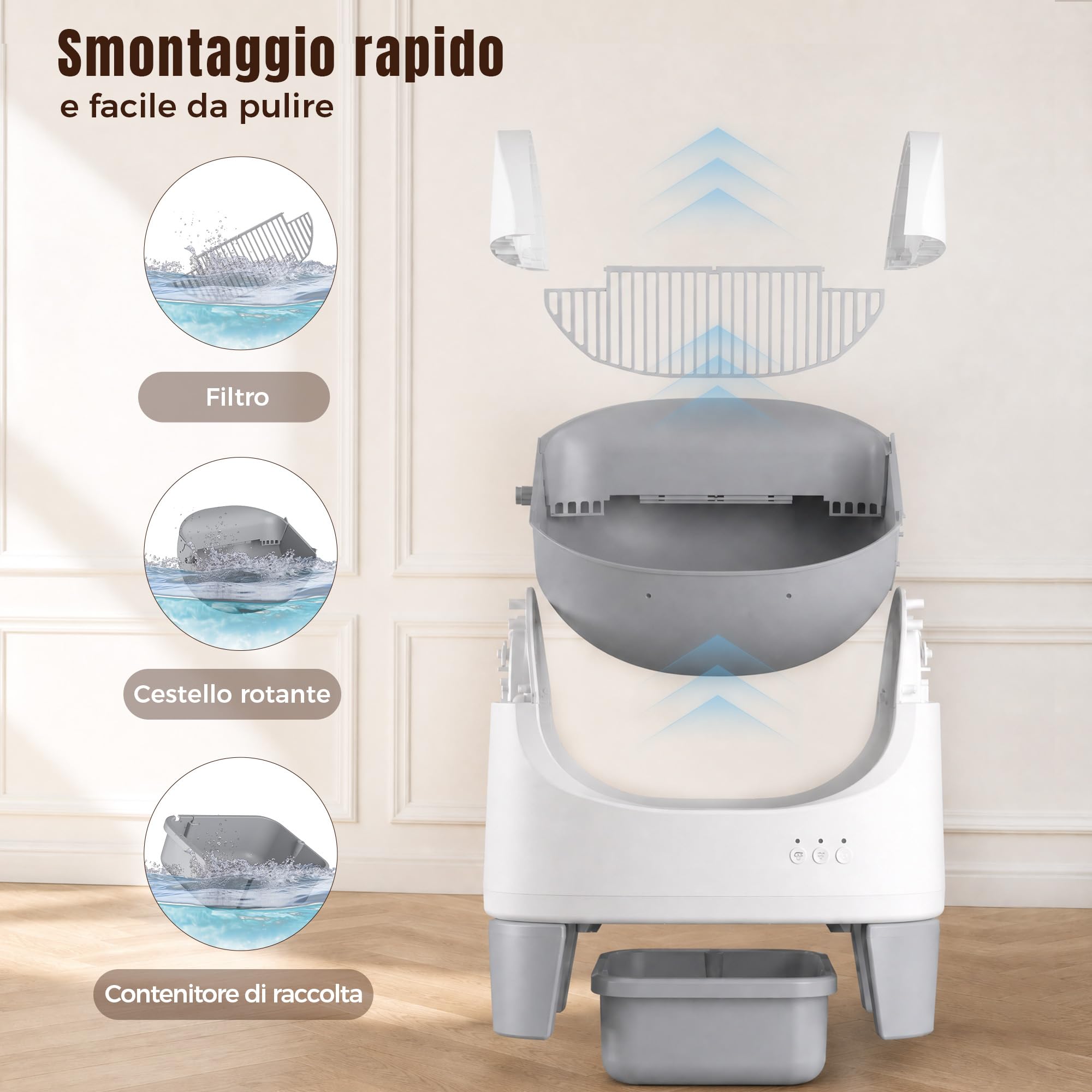 Jummico Lettiera Gatto Autopulente, Lettiera Autopulente per Gatti Aperta, Controllo APP / 15 Giorni senza Rimuovere le Feci/Design Anti-Pizzicamento, Lettiera Smart adatta per Gatti da 1,5 a 10 kg