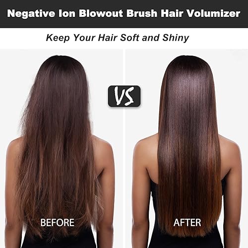 Miniatura 4 de Cepillo secador de pelo, 2 en 1, cepillo secador de pelo de iones negativos, antiquemaduras y antiestático, cepillo grande alisador de pelo para