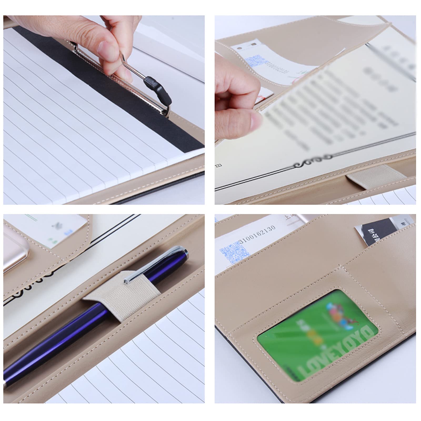 klemmbrettmappe Multi-Color Business-Dokumente Organisieren Multifunktionsdatenbinder Bürobesprechung in Zwischenablage mit Stifthalter für Schule, Büro, Geschäft Klemmbrett-Mappe ( Color : Black )