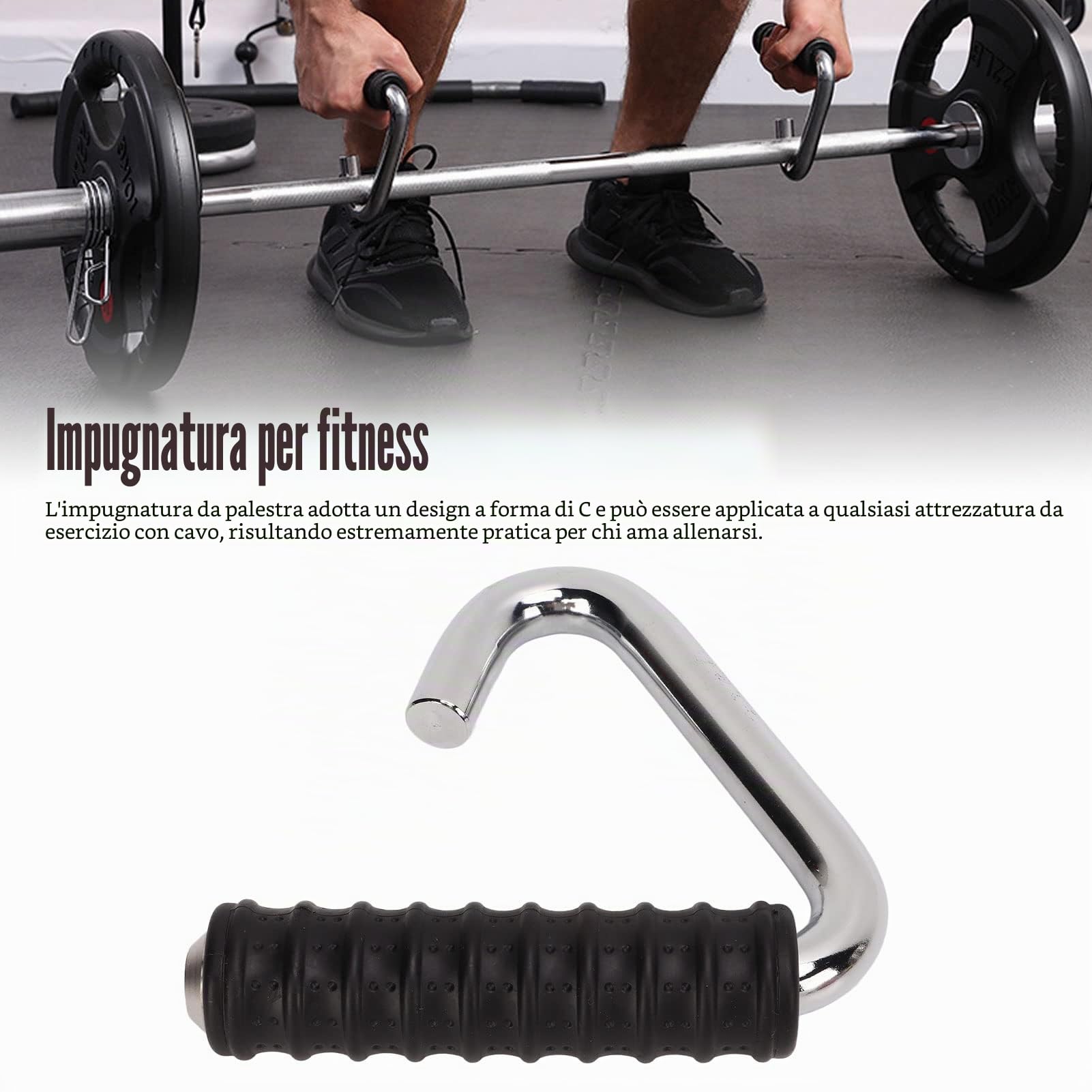 Maniglia per Barra di Impugnatura Fitness, Maniglia a Forma di C Universale Maniglia Barra di Trazione per Allenamento Avvolta con Rivestimento in Gomma