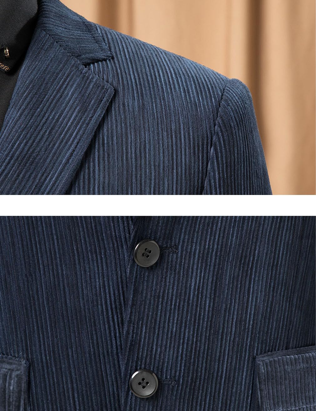 Chaqueta tipo blazer con parche en el codo para hombre, de pana, casual, con solapa de muesca, esmoquin de boda