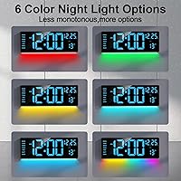 Vista 2 de Reloj digital de 16.5 pulgadas, pantalla grande con control remoto, reloj de pared digital de 6 colores con alarma dual, temperatura, DST