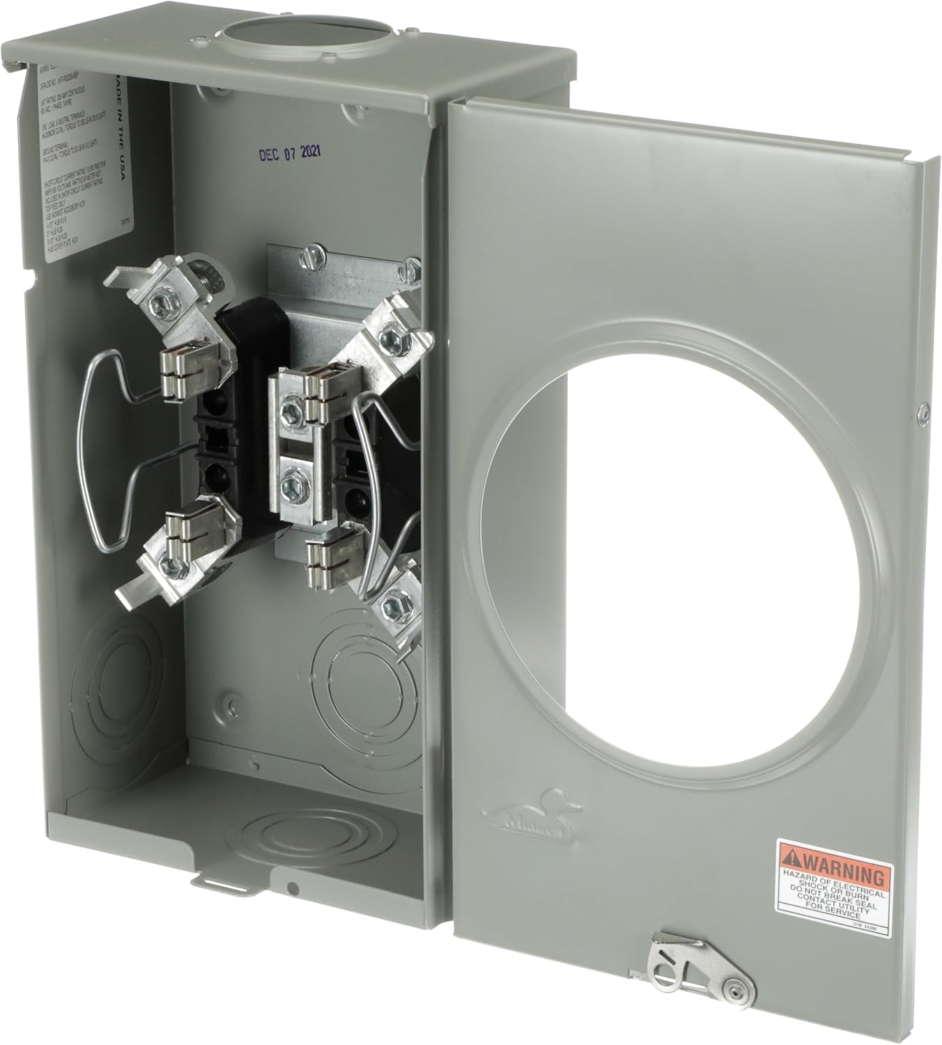 MIDWEST 200A Single Meter Socket • Ringless Outdoor • 4-Jaw Horn Bypass | 600V 1P3W • Galvanized Steel Enclosure • NEMA 3R • Top/Bottom Feed • UL Listed & AEP Utility Approved • Triplex Ground