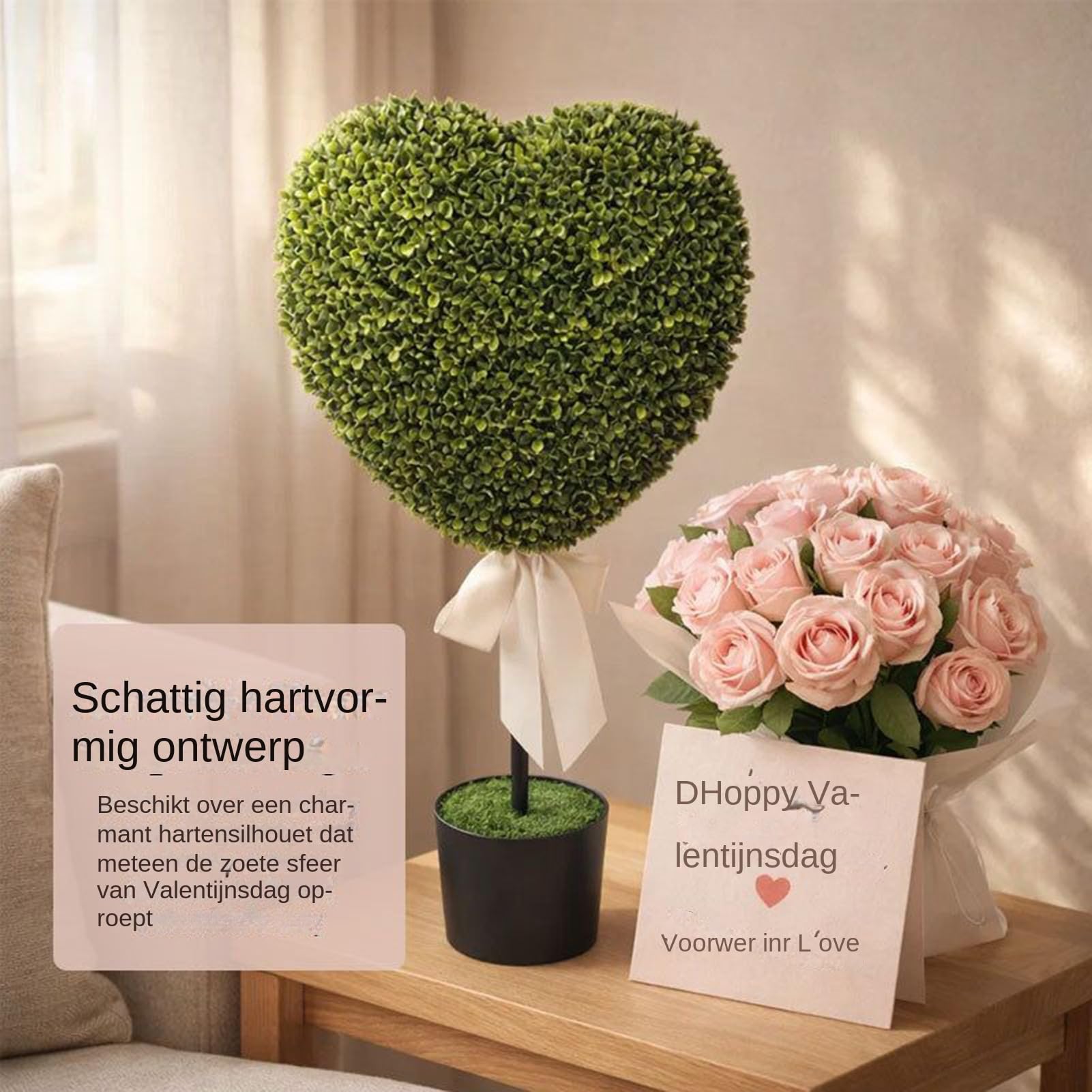Topiaria Artificial Decoración San Valentín Corazón Artificial Hogar