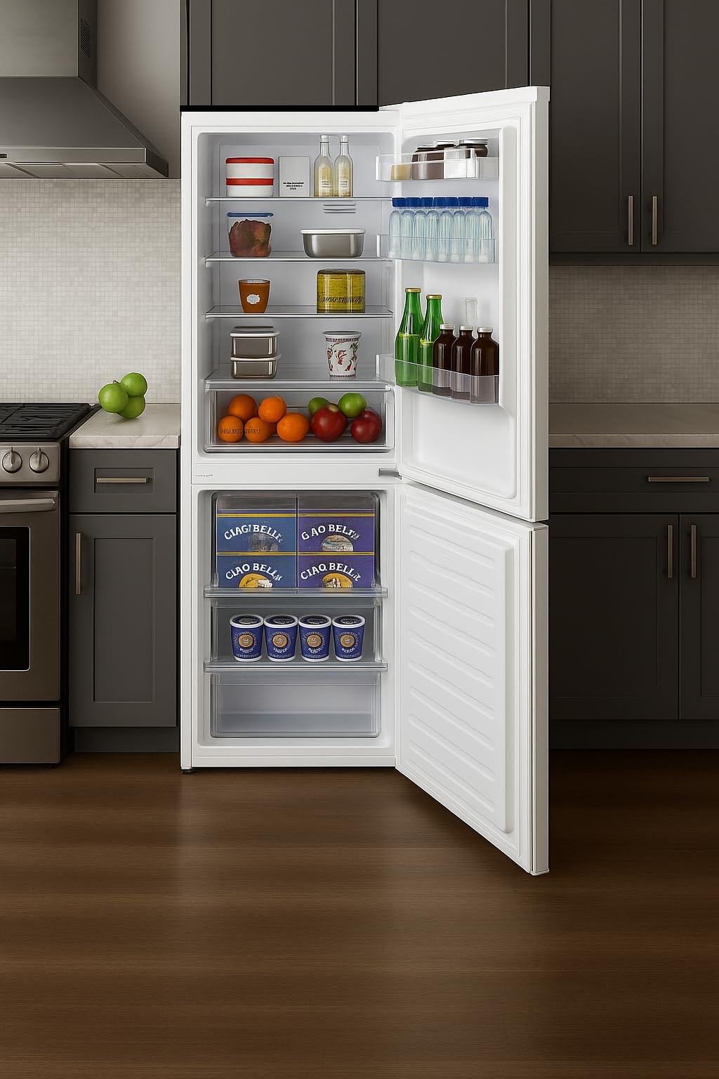Summit 28" Bottom Freezer Refrigerator, Refrigerator- Freezer, Energy Star, White - Ffbf151w (Right Hand Door) on Fridge.com - View 6