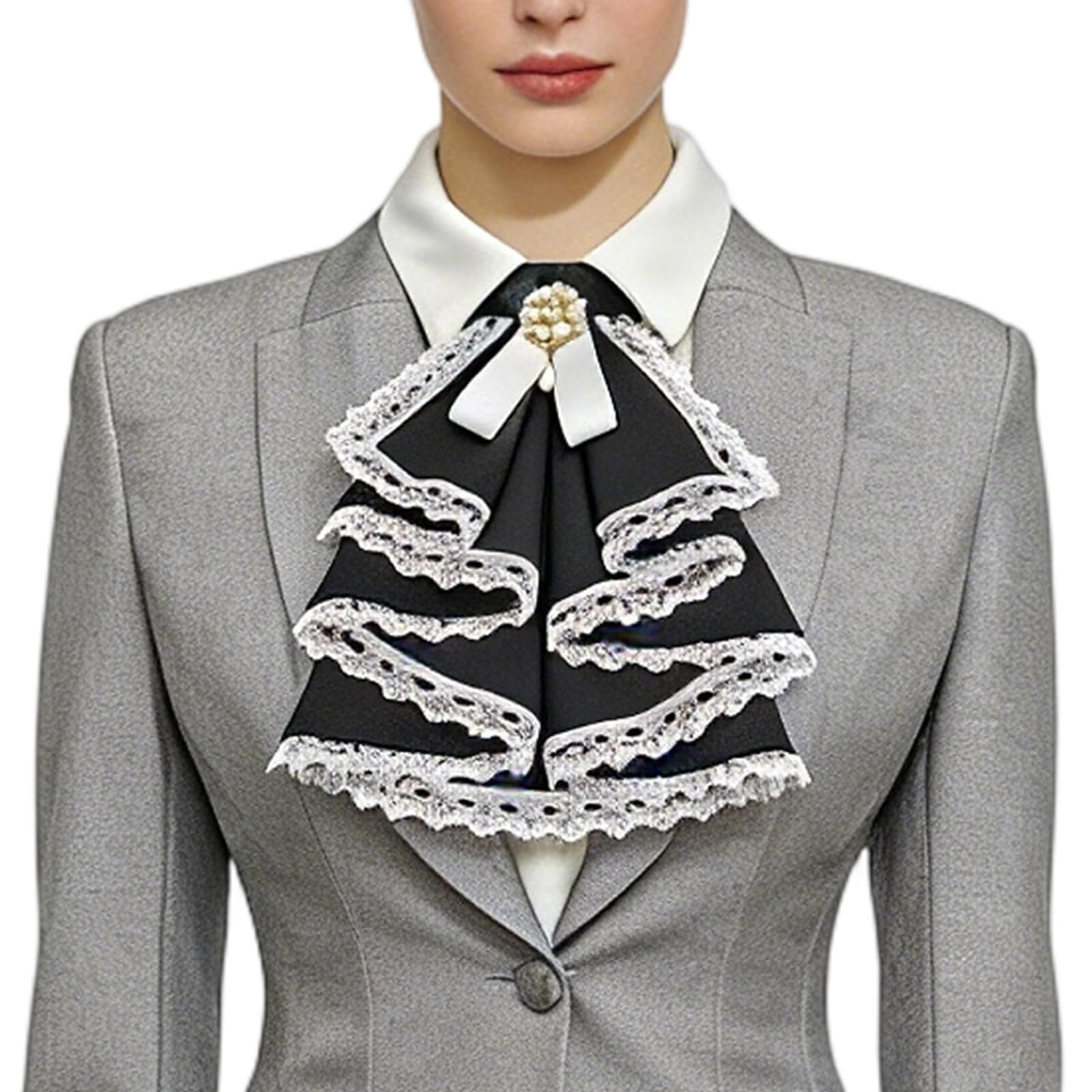 ordinarYone Elegant Detachable Lace Collar With Multilayer Lace Design Decorative Neck Collar for Shirt Layering And Business Event