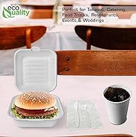 Vista 8 de Recipientes de comida para llevar con cubierta cuadrada compostable con bisagras de 6x6,Contenedores desechables para llevar, contenedores