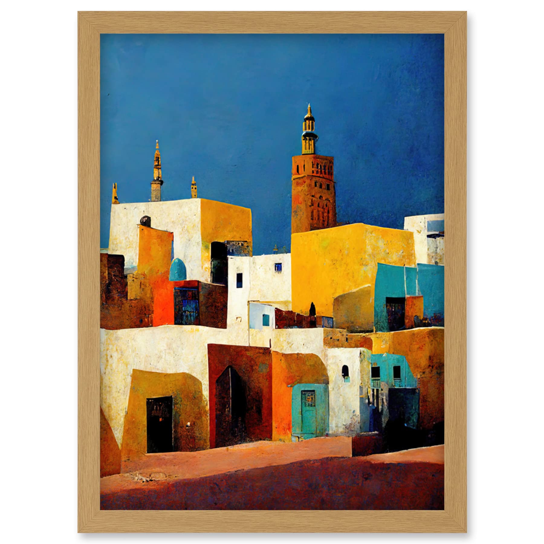 Doppelganger33 LTD Morocco Skyline Cityscape Modern Artwork Framed Wall Art Print A4