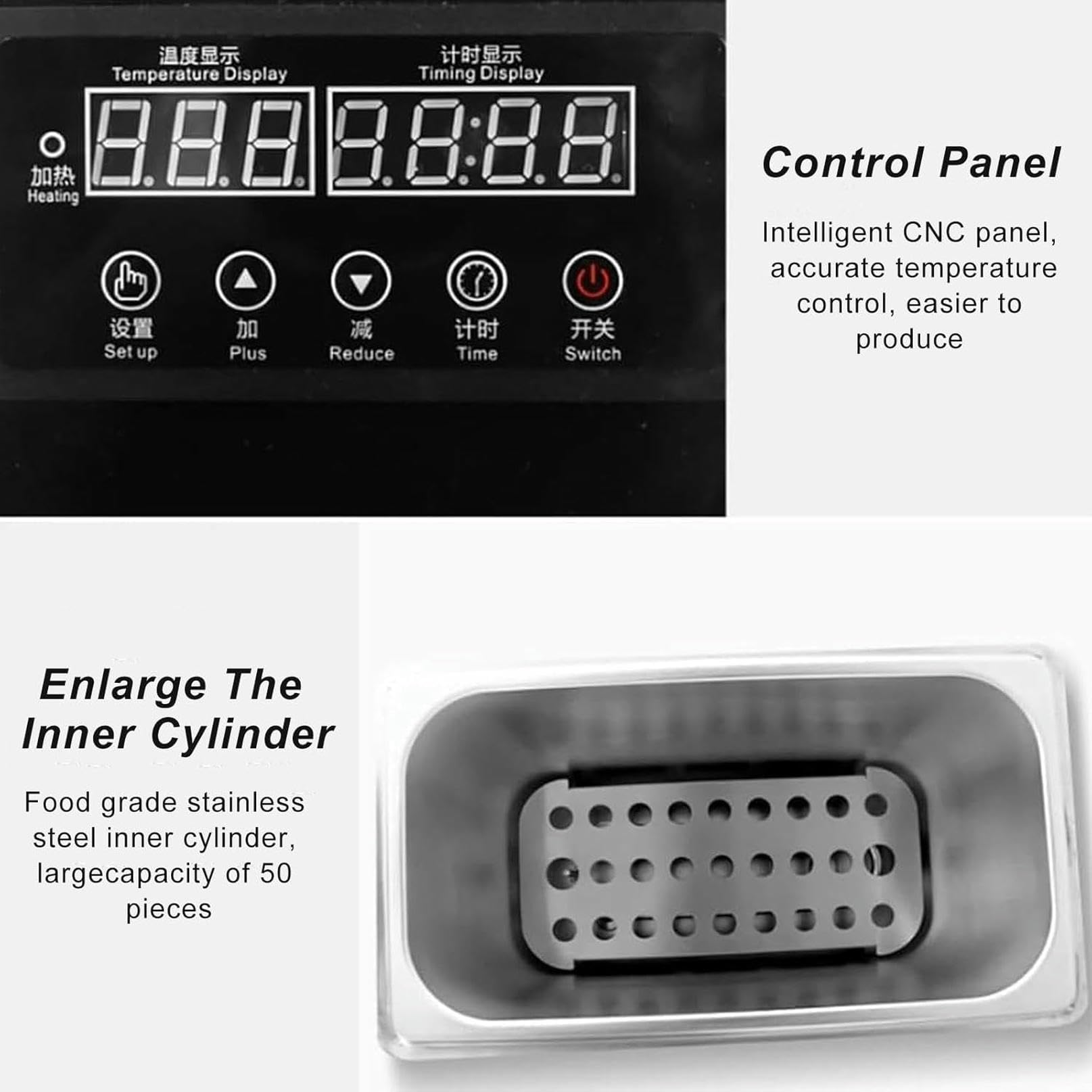 Cocedor de Huevos eléctrico de Aguas Termales, máquina Inteligente automática para Huevos Semi-hervidos y pasados por Agua, 50 Unidades de Gran Capacidad (B)