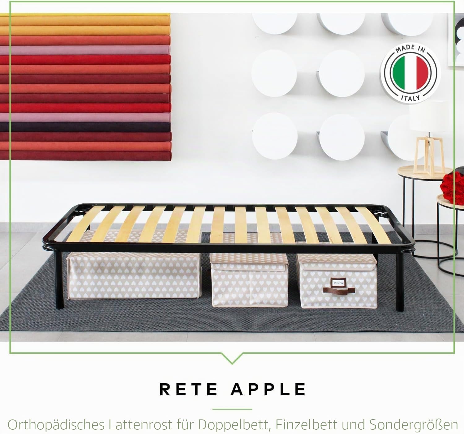 EVERGREENWEB Lattenrost 80x200 Höhe 35 cm, Orthopädisches Extra Komfort Leisten Holz, 4 Abnehmbar Füße, Verstärkte Bettrahmen aus Stahl, Bettgestell geeignet für alle Betten & Matratzen | Apple