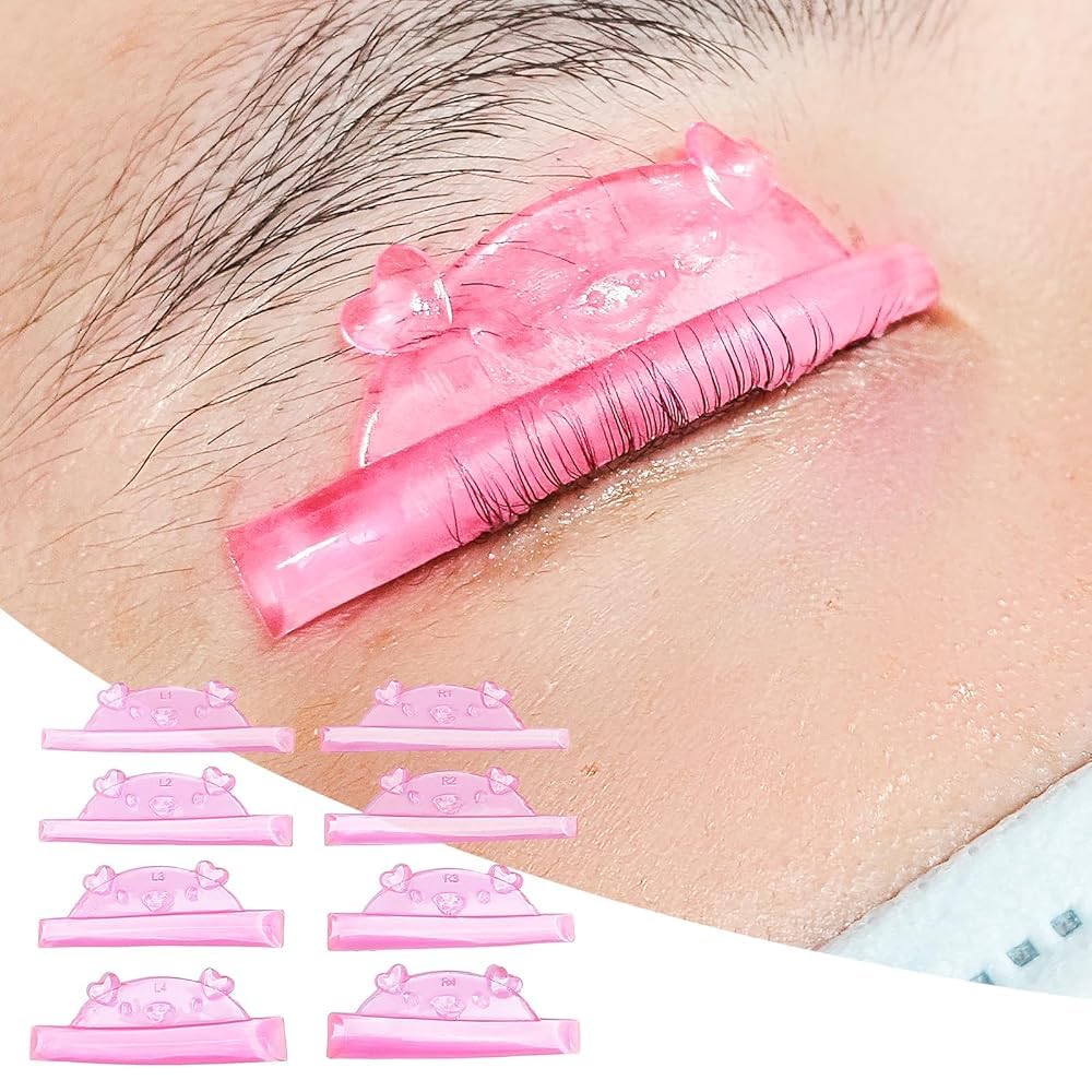 Libeauty Lash Lift Rods, 4 Sizes Soft Silicone Shields, C-Curl, Pink Piggy