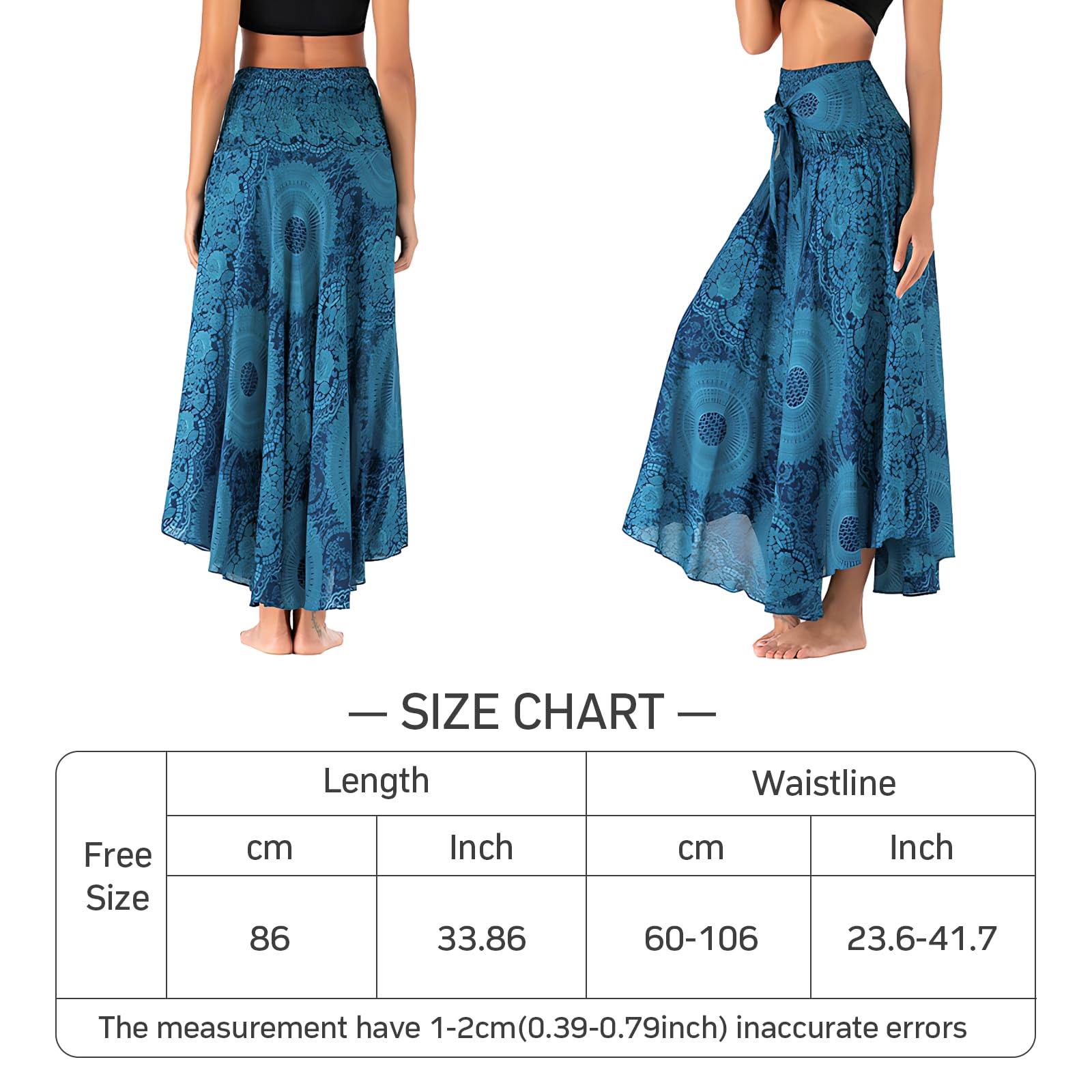 1Pcs EleganteFalda Largo para Mujer de 2 en 1,Faldas Bohemias de Verano,Verano Falda Estilo Étnico,Larga Bohemio Playa Falda Maxi Falda