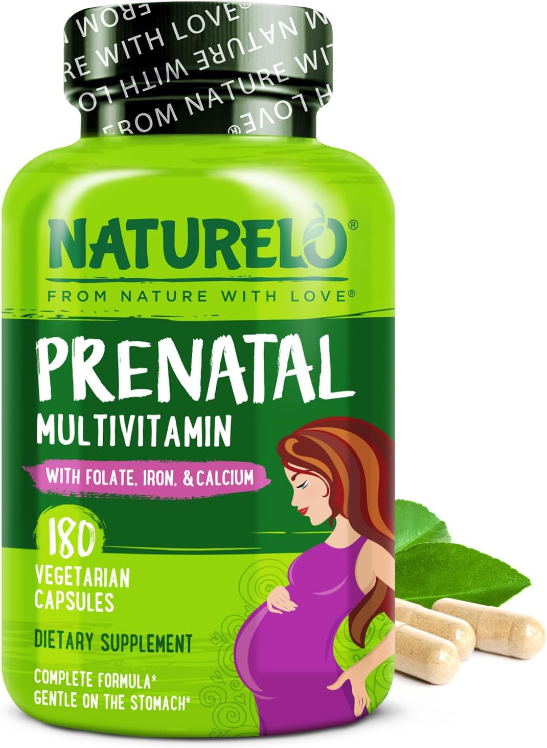 Prenatal Multivitamin - Supplement with Gentle Chelated Iron, Methyl Folate, Plant Calcium & Choline - Vegan, Vegetarian - Non-GMO - Gluten Free - 180 Capsules