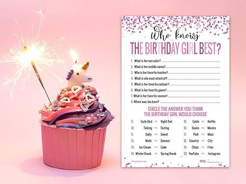 Miniatura 4 de 30 tarjetas de juego de Who Knows The Birthday Girl, para niños o adolescentes, juego divertido y fácil para fiestas o fiestas de pijamas,