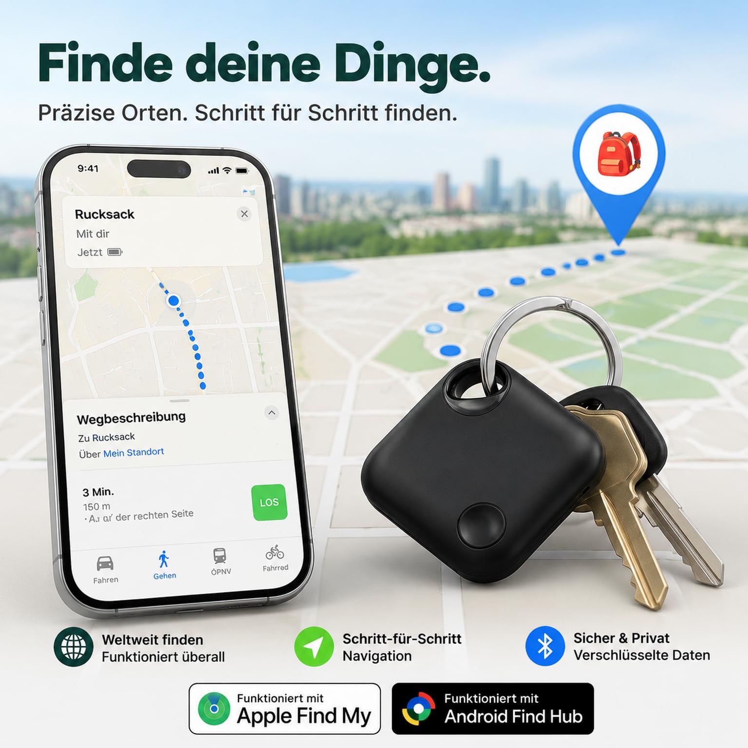 Schlüsselfinder Air Tracker für iOS & Android, Koffer Tracker Dual System Schlüsselfinder kompatibel mit Apple „Wo ist?“ & Google Find Hub, ohne ABO,Smart Tag Wiederaufladbarer Tracker 4pcs