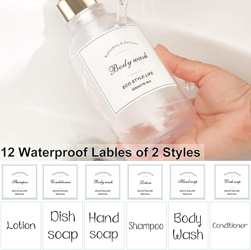 Miniatura 9 de Juego de 3 dispensadores de champú y acondicionador, dispensador de jabón corporal de 16.14 onzas, dispensador de jabón recargable para jabón de