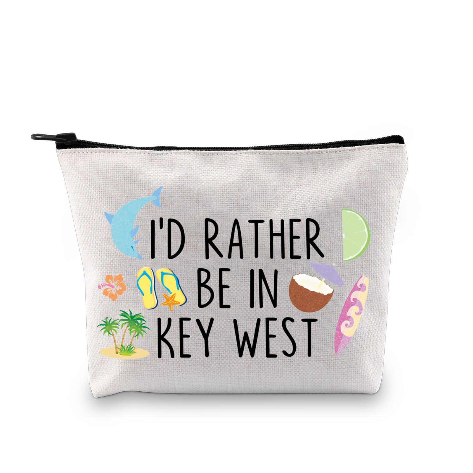 XYANFA Key West Gift Makeup Bag Key West Travel Bag Key West Souvenirs Gift Travel Gift Key West Lover Zipper Pouch I'd Rather Be In Key West (RATHER