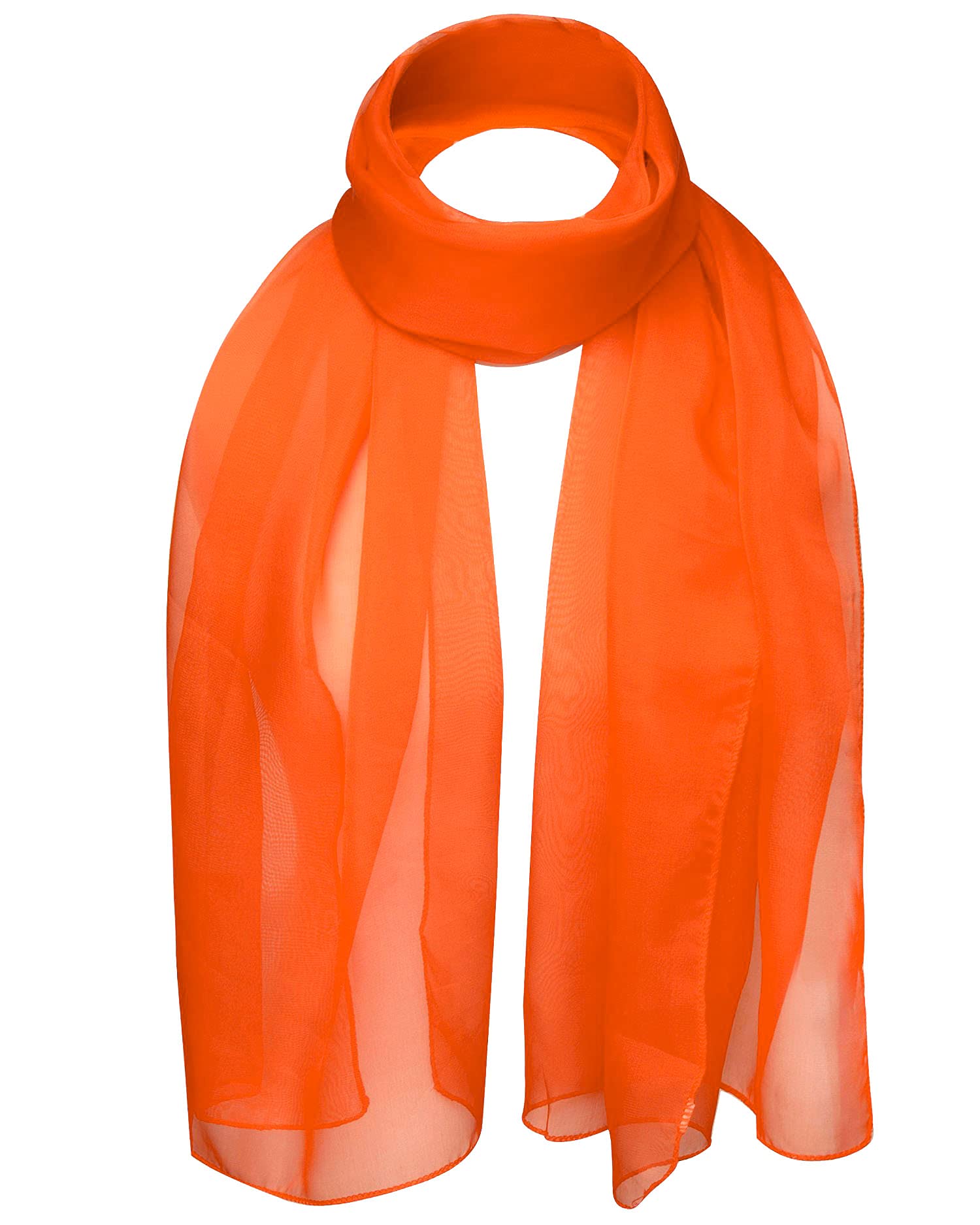 Basic Sense Plain Chiffon Soft Sheer Scarf, Orange