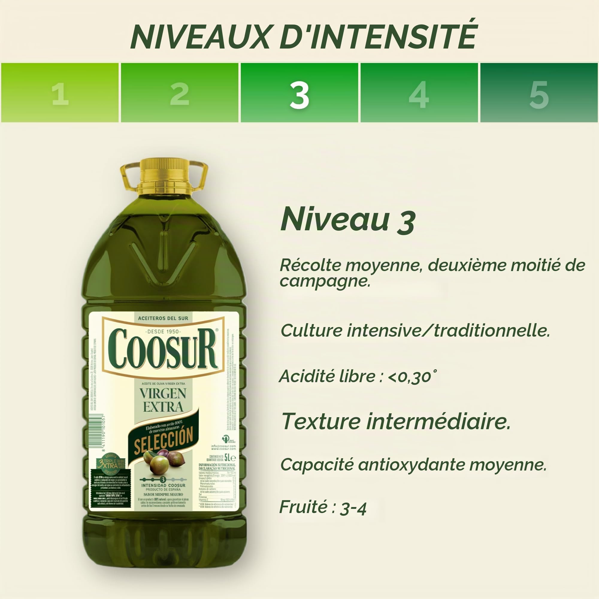 COOSUR - Huile d'olive extra vierge. Carafe 5 l