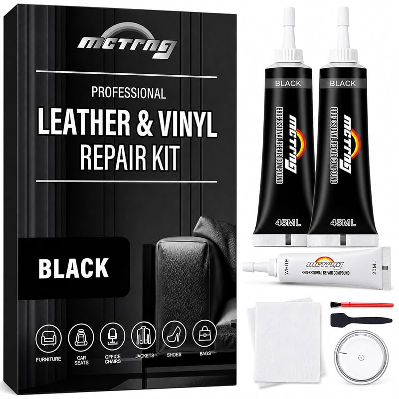 Kit de Reparo para Couro e Vinil Preto MCTRHG para Bancos de Carro e Sofás