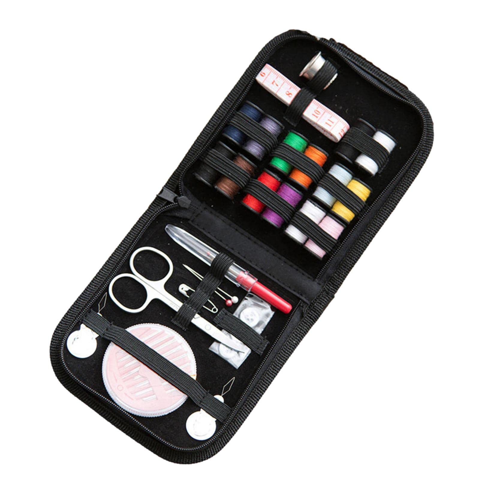 Black Portable Sewing Kits,Portable Sewing Accessories With Storage Bag | Sewing Kit For Travel, Adults, Beginner, Kids Contains Thread, Scissors, Needles, Measure Etc