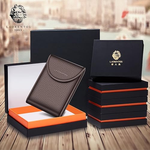 Miniatura 6 de LAORENTOU Hombres Cartera Cuero Genuino Titular De La Tarjeta Para Hombre Marca Negocios Licencia De Conductor De La Tarjeta De Crédito, Marrón 2,
