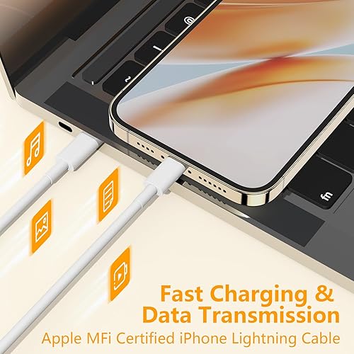 Miniatura 6 de Cargador de iPhone de carga rápida para iPhone 14 13 12, cargador de pared USB C de 20 W con cable Lightning tipo C para iPhone 131412 Pro Max