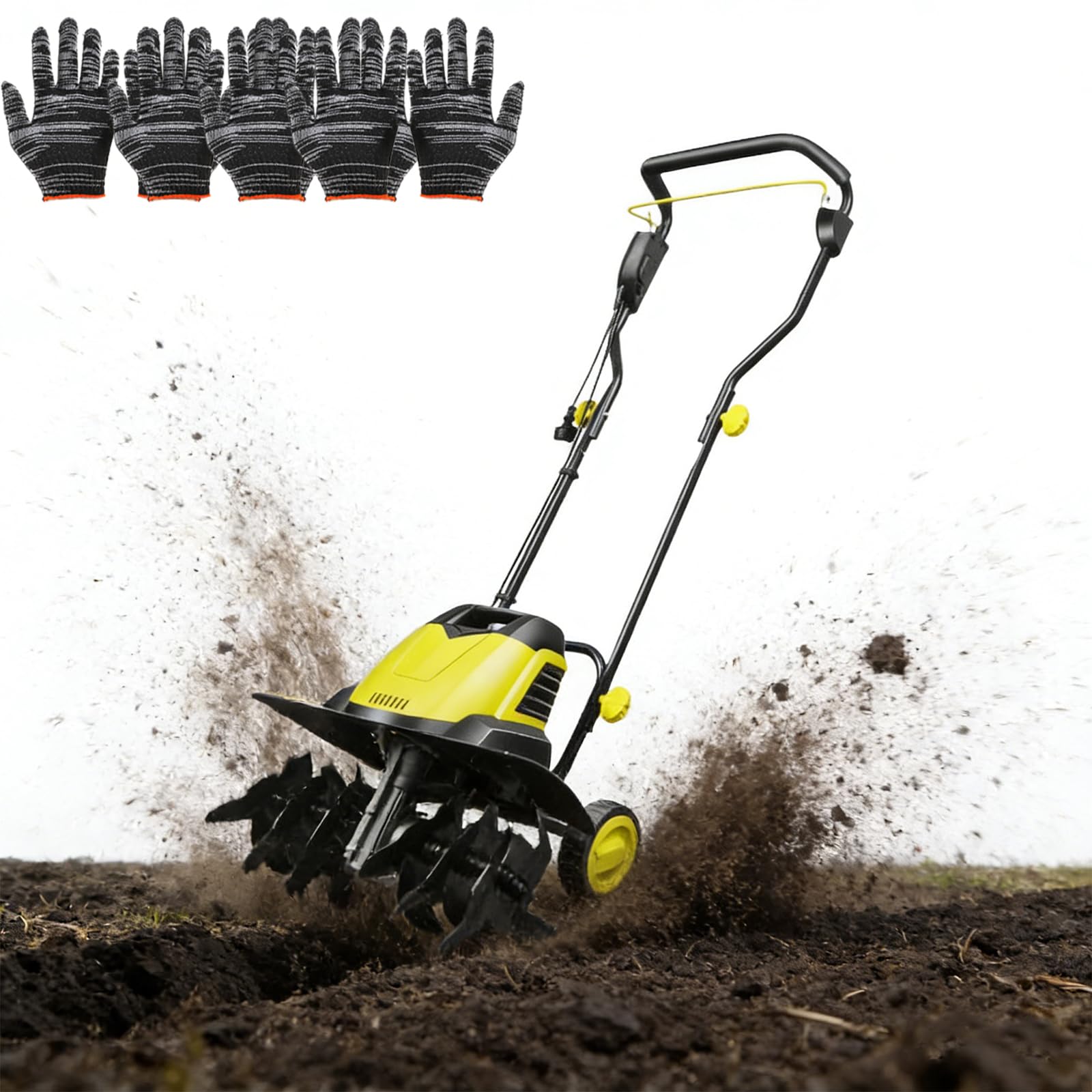 Generico Elettrico Coltivatore 2400 W, Diserbo con 3 Lame, Cavo di Prolunga, profondità di Lavorazione 22 Cm, Larghezza di Lavoro 45 Cm, Motozappa Multifunzionale per Giardino