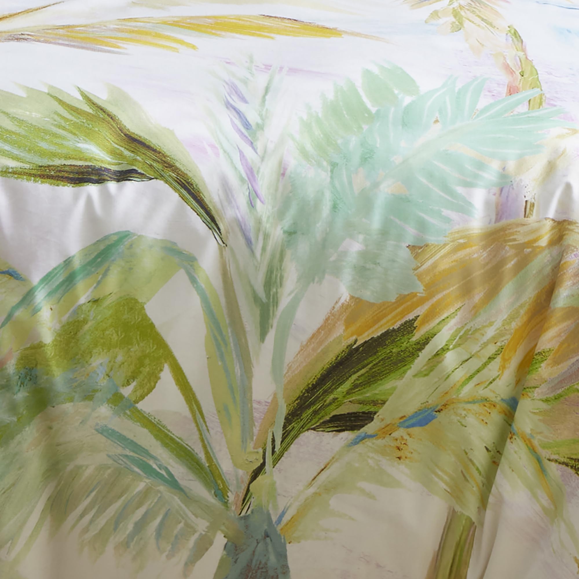 Appletree - Copripiumino con foglie di palma tropicale - Letto king size (230 x 220 cm) - 100% cotone - Bordo rosa a bordi - 2 federe - Biancheria da letto tropicale verde con foglia - Copripiumino