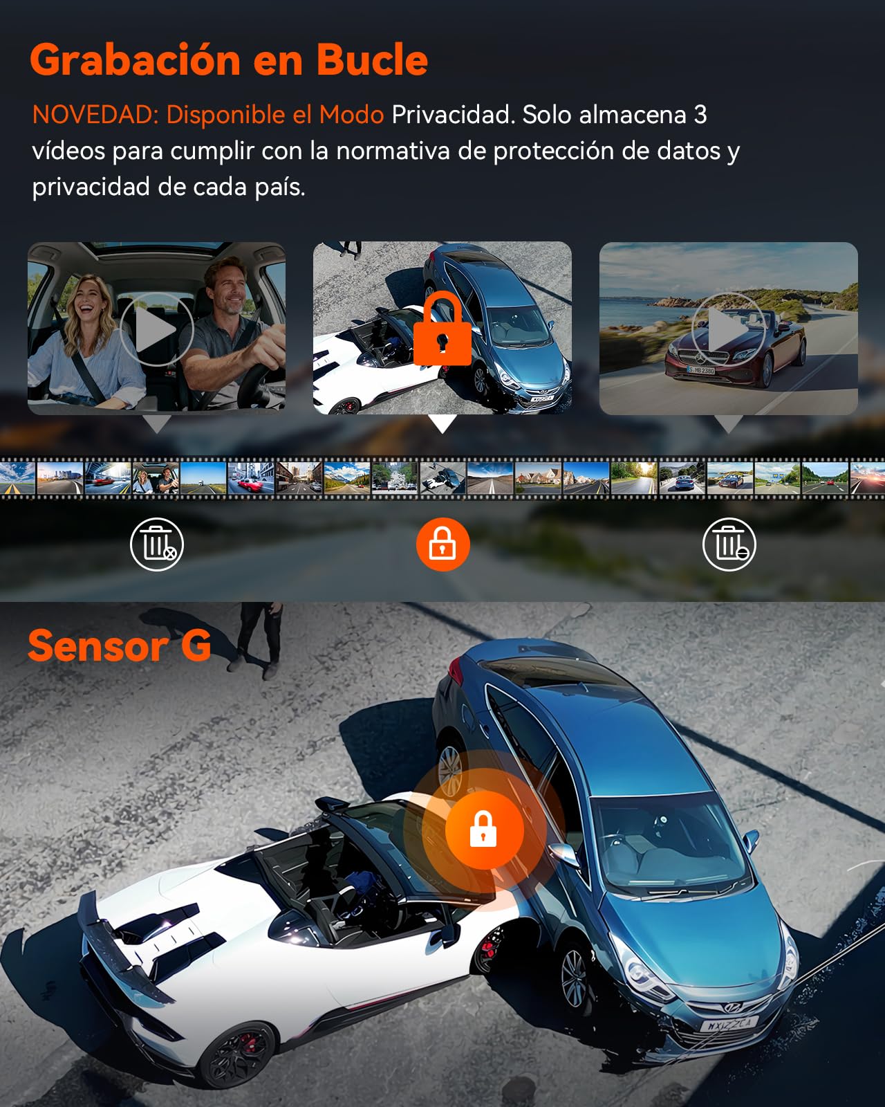 VANTRUE N4 Pro Cámara de Coche WiFi 4K de 3 Canales, Visión Nocturna STARVIS 2 IMX678, 1080P/30FPS, Control de Voz, GPS, HDR, Modo de Estacionamiento 24 Horas, Soporte 512GB Máx.