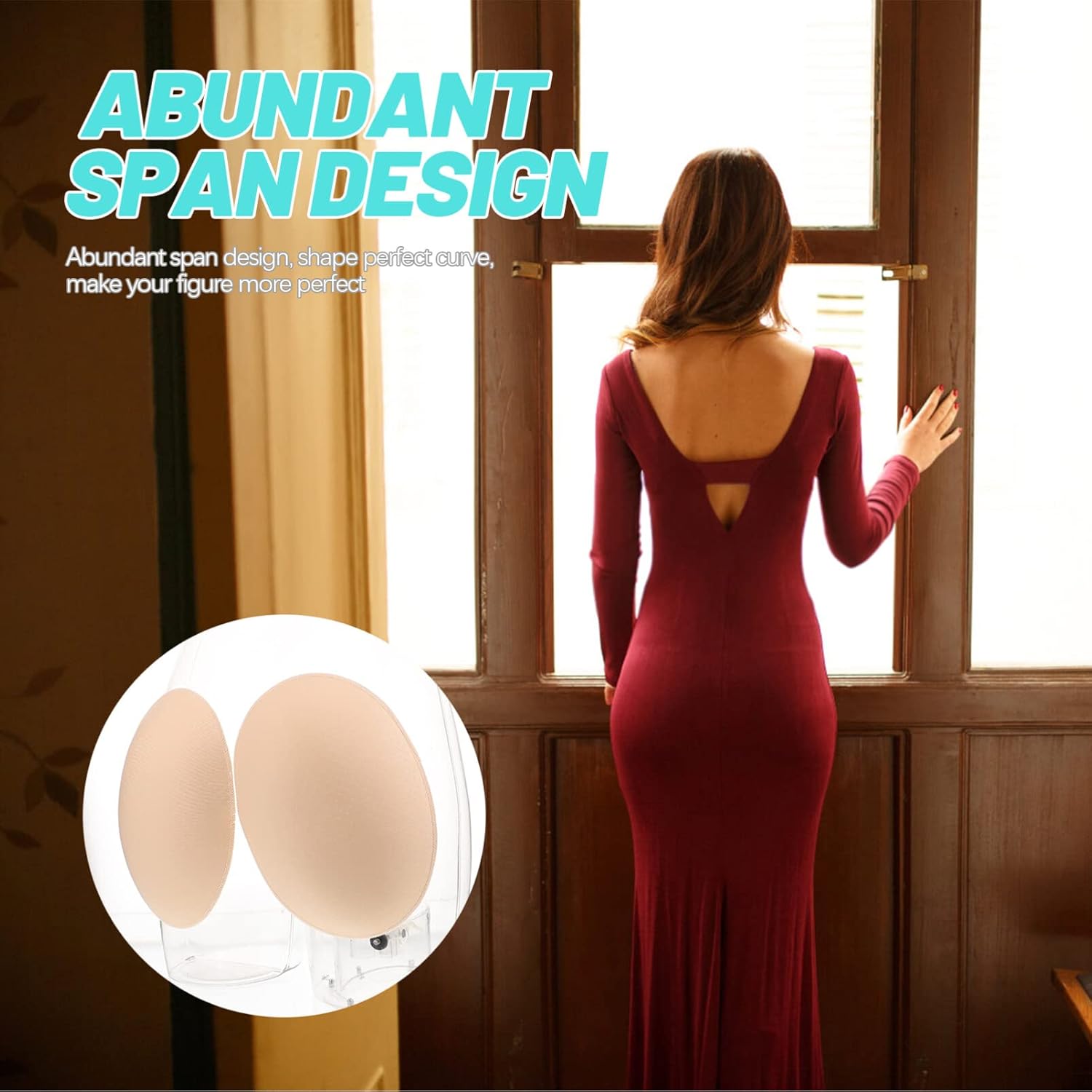 Mobestech 1 Pair Silicone Butt Pads Portable Fake Hip Pads, Butt Lifter Padded Inserts Padding Women Fake Buttock Oval Padded - Image 5