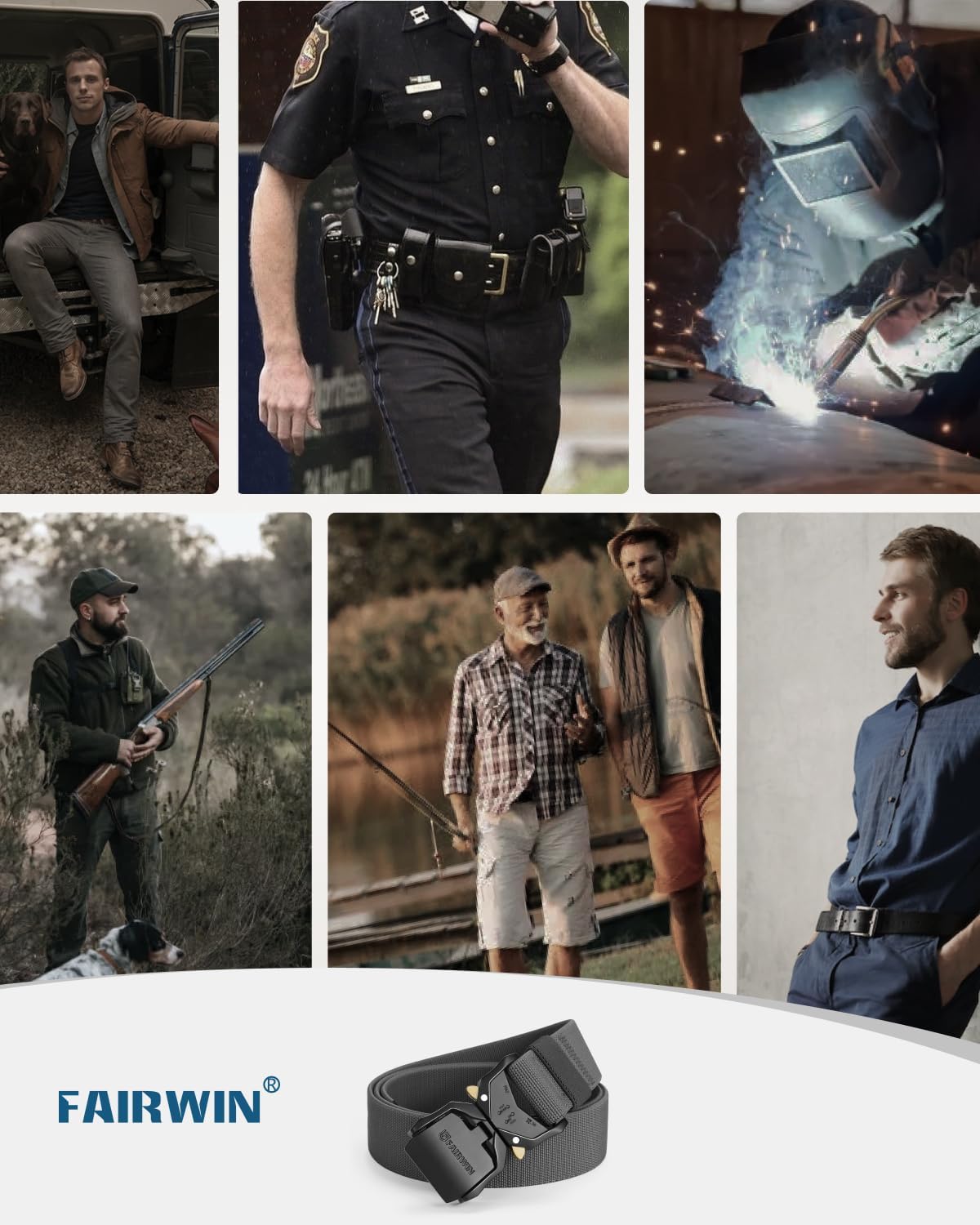 FAIRWIN Tactical Belt Men, 1.5" Stretch Nylon Web Military Hiking Rigger Work Belts with Quick-Release Seatbelt Buckle - Image 6