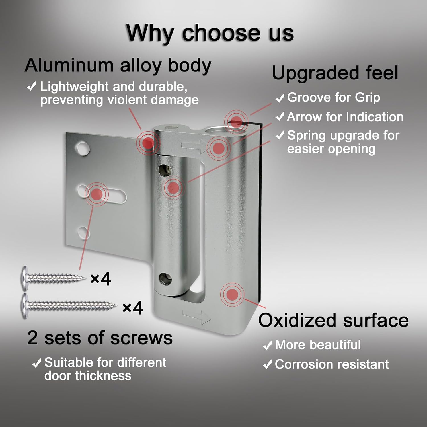2 Pack Door Locks (3rd-Generation) for Kids Safety, Reinforcement Lock for Inside Swinging Door, Premium Aluminum Alloy Door Lock Latch to Prevent Unauthorized Entry & Children's Sneaking Out