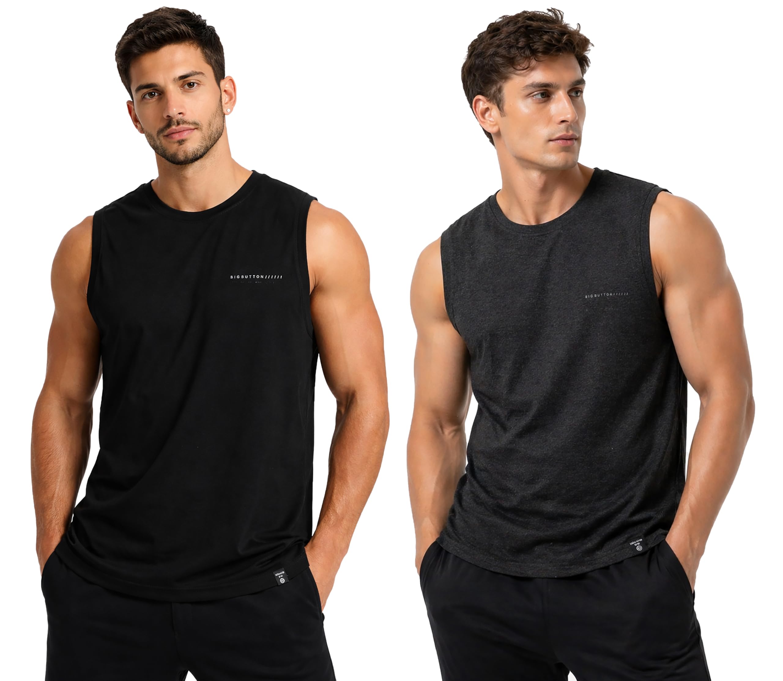 big button Men Cotton Solid Gym Vest Crew-Neck Sleeveless Sports Workout Fitness & Casual or Beach Wear-picture-21