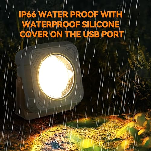 Miniatura 7 de Luz de trabajo recargable multifuncional, luz LED de inundación portátil de 1000 LM con soporte magnético, luz natural blanca amarilla impermeable,