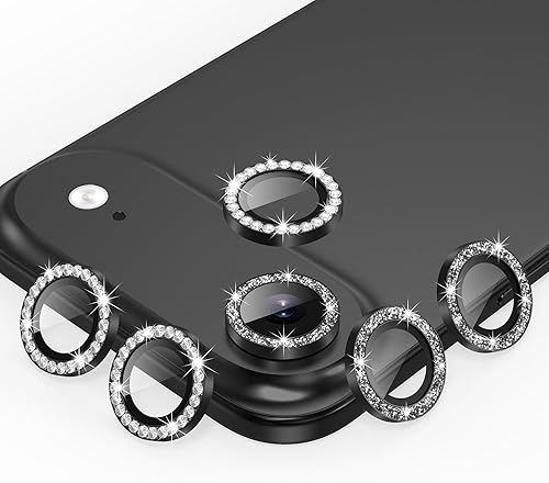 Miniatura 42 de AGVEE 3+3 6 Pack para iPhone 12 Pro Max de 6.7" Protector de lente de cámara, anillo metálico Bling Diamond y Bling Glitter, película de cubierta de