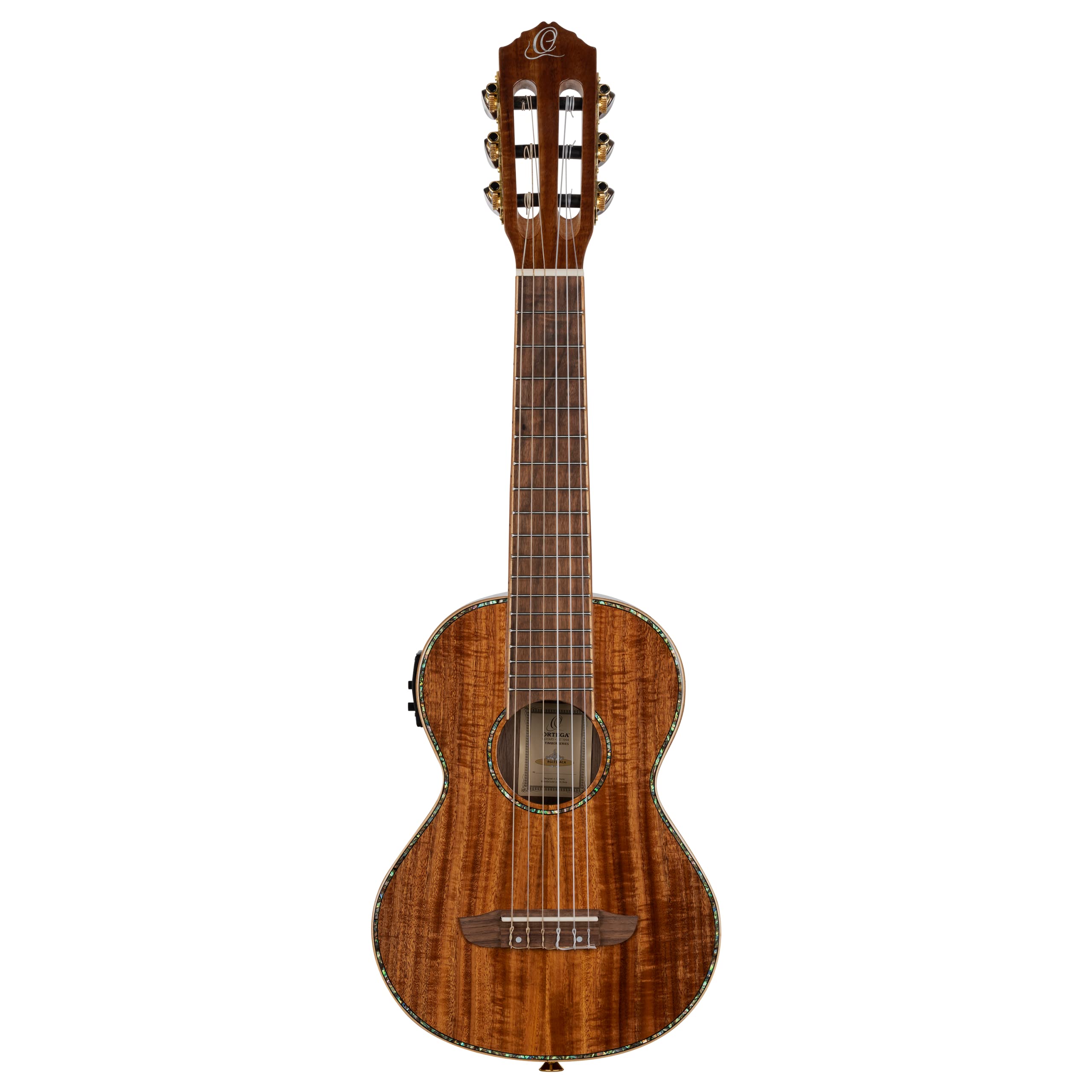 Ortega Guitars Travel Guitar Electro-Acoustic – Seria Mini Travel – Lita Akacja, Wykończenie Naturalne Połysk (RGLE18ACA)