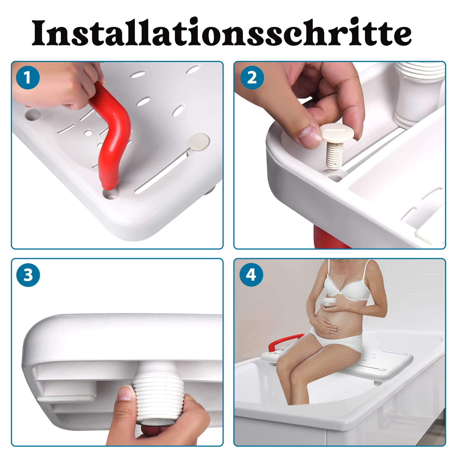 HENGMEI Badewannensitz Senioren, Badewannenbrett Badewannen Einstiegshilfe, Einstellbar Plastik Sitz Bath Erwachsene, Duschbrett für Badewanne mit Seifenablage und Haltegriff, Schwarz Griff