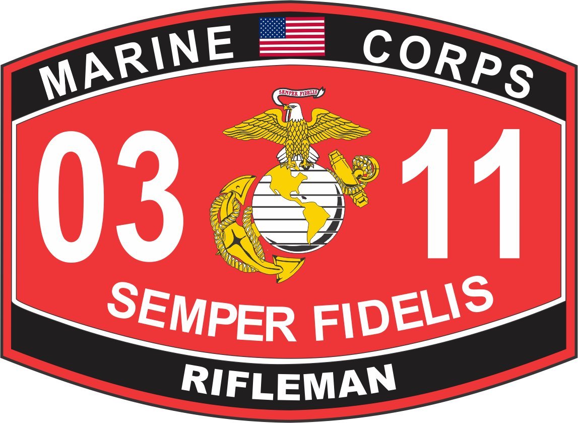 KBW Officially Licensed MAGNET Rifleman Marine Corps MOS 0311 USMC US Marine Corps Military Magnet Bumper Sticker Magnetic Vinyl 3.8inch ...