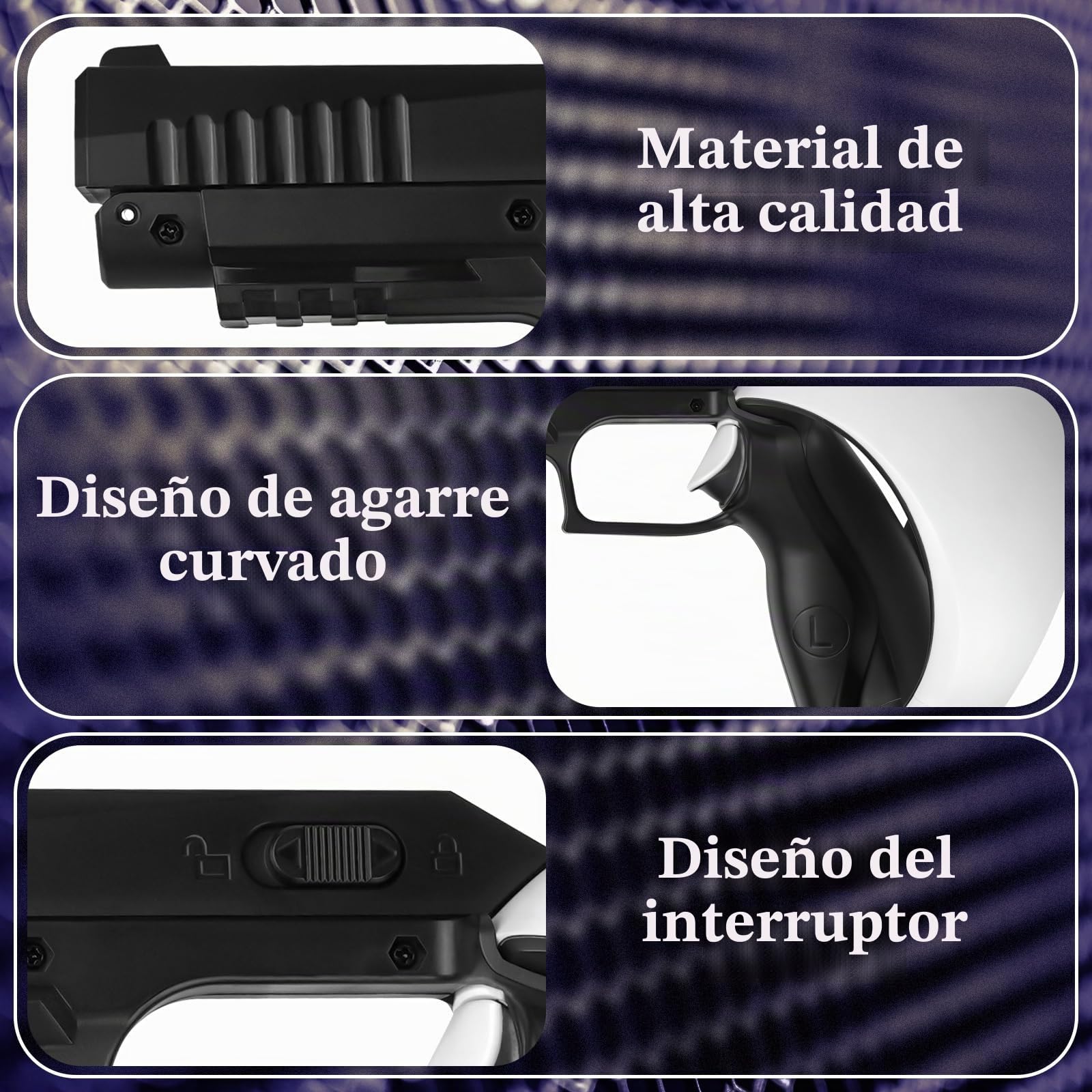 Geekria Funda para Controlador de Pistola de Juegos de Realidad Virtual Compatible con PSVR 2, Soporte de Disparo, Accesorios para Mango de Juego de Disparos de Realidad Virtual (1 par)