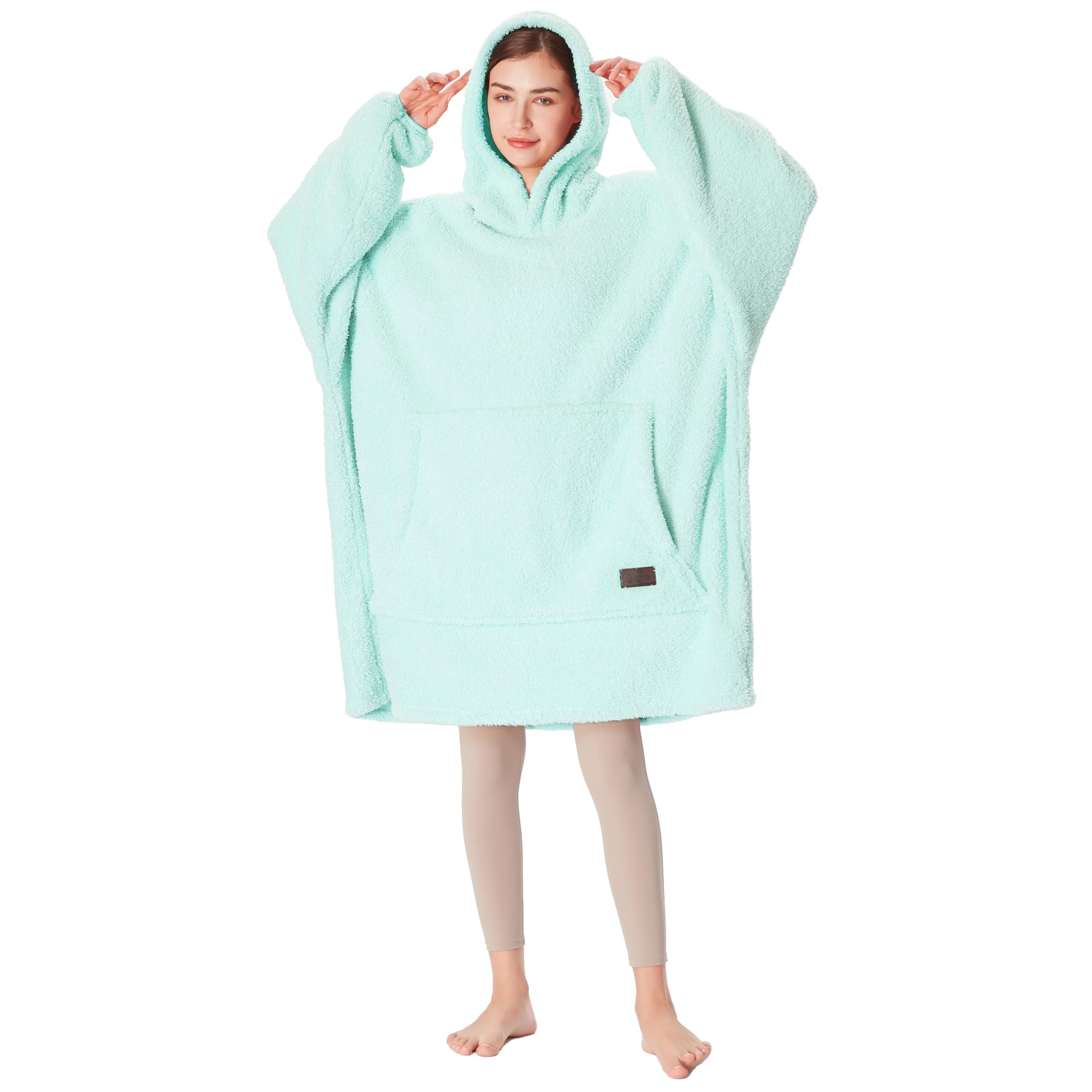 Catalonia Classy Extra Lange Sherpa Hoodie Decke, Flauschige Übergroße