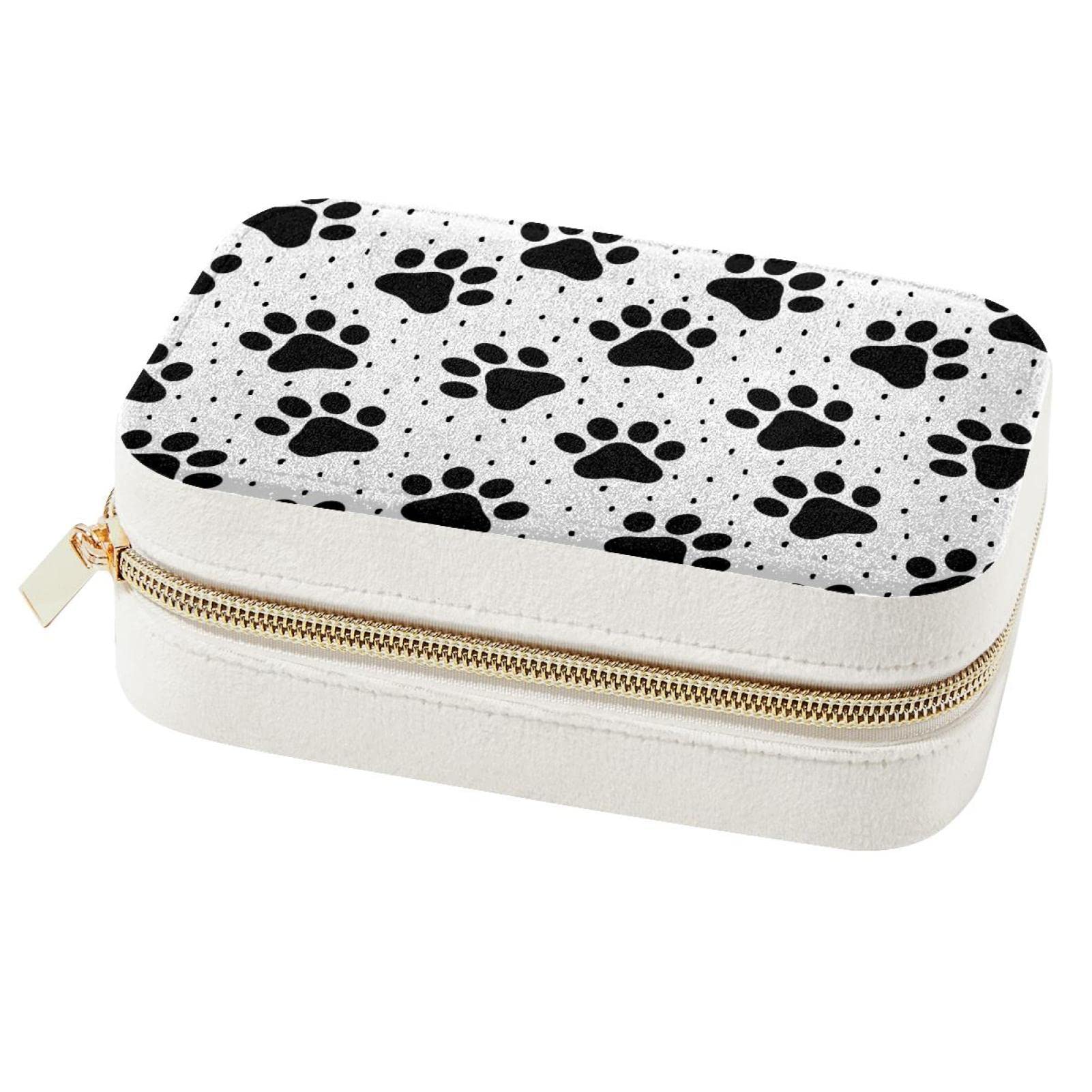 Boîte à bijoux de voyage avec motif patte pour vos vacances