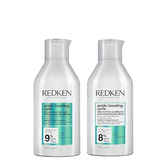 مجموعة شامبو وبلسم REDKEN Acidic Bonding Curls للشعر المجعد والمتعرج - Curl Control + Definition، مع حمض الستريك وزيت الأفوكادو وزبدة الشيا، خالية من السيليكون، عبوة من قطعتين بحجم 33.8 أونصة سائلة
