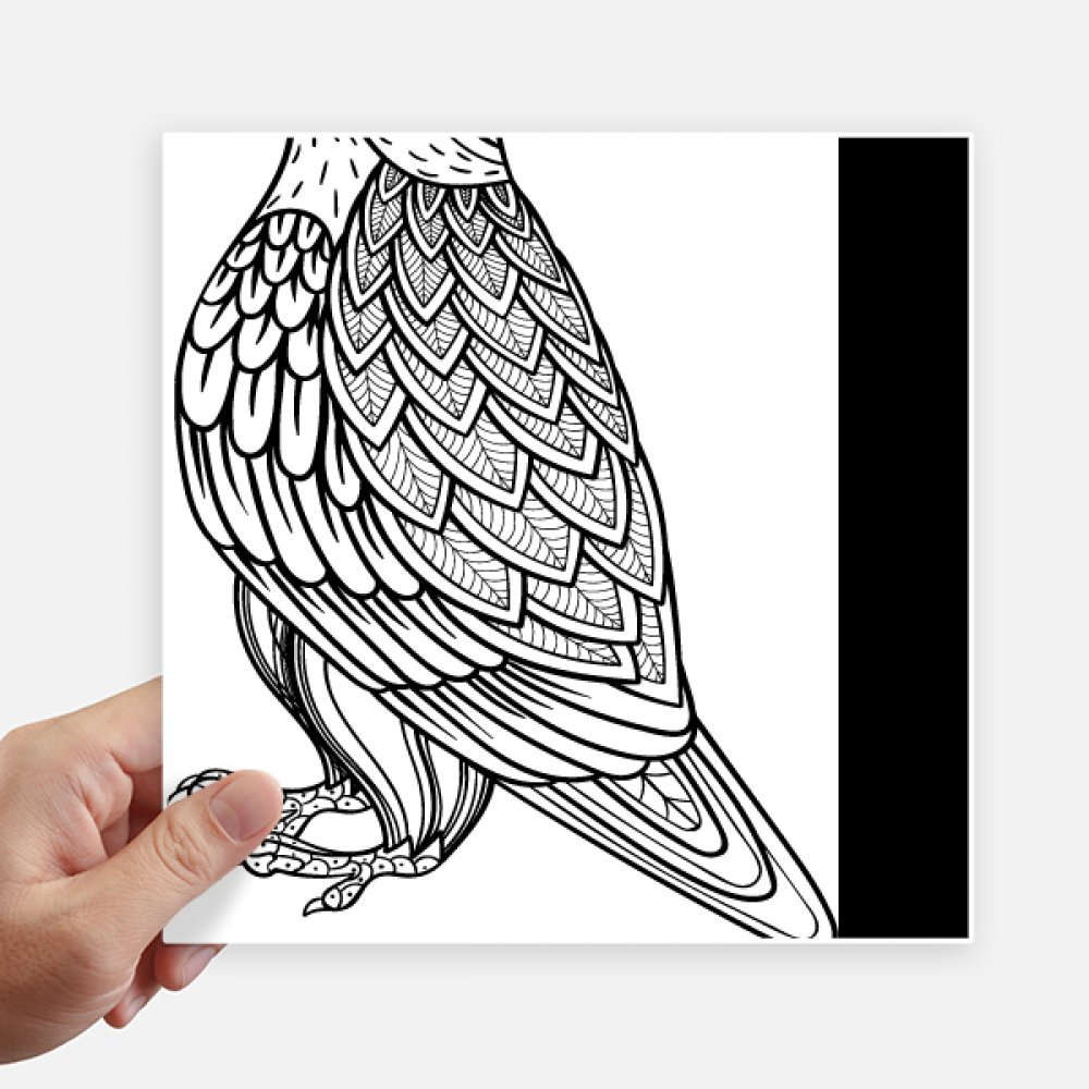 Sticker oiseau peinture vol de ligne grand autocollant multicolore carré