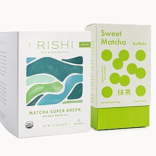 Rishi Tea Sweet Matcha Powder & Matcha Super Green Sachet Tea Bundle - Organic Japanese Green Tea, Sweetened & Unsweetene...